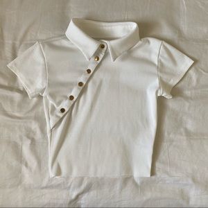 White collar ribbed crop top